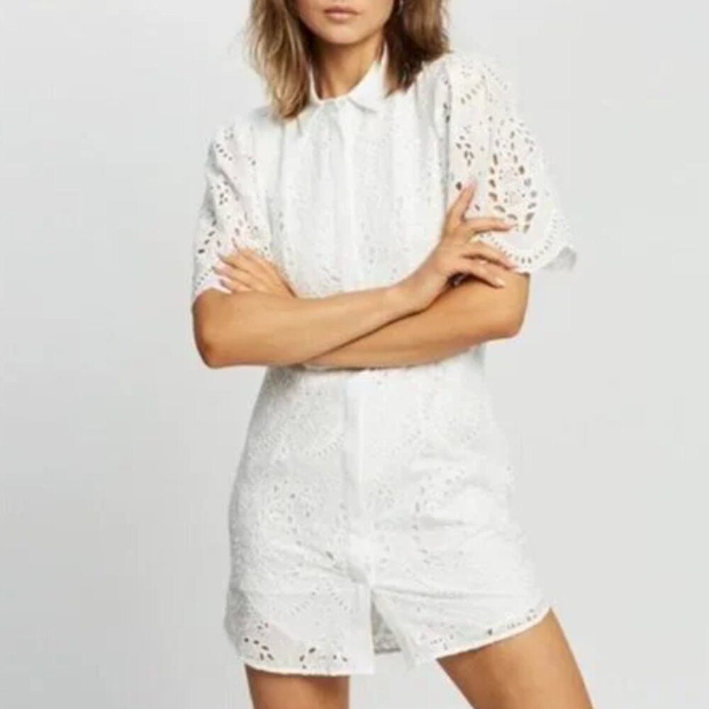 ALL SAINTS CECE DRESS | WHITE EYELET LACE | SIZE 2